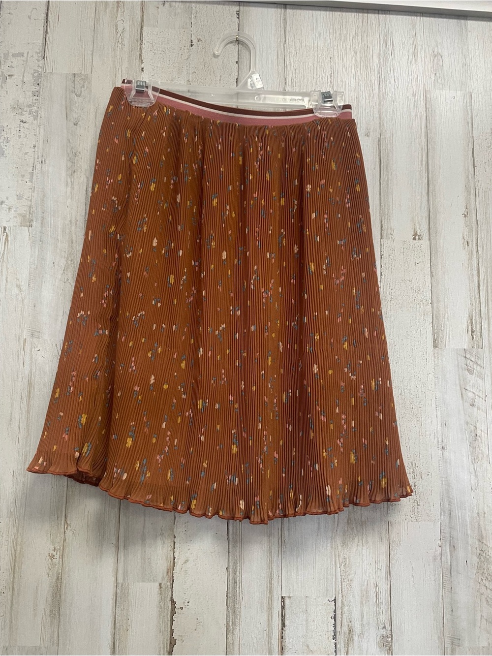Matilda Jane Rust Floral Pleated Skirt with Pink Waistband Sz 8